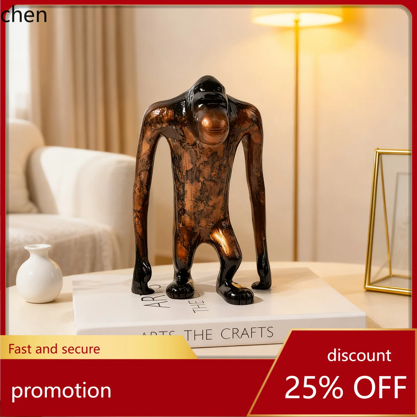 HT Modern Minimalist Desktop Model Room Living Room Home Wine Cabinet Gaming Room Long-Armed Gibbon Art Creative Ornament