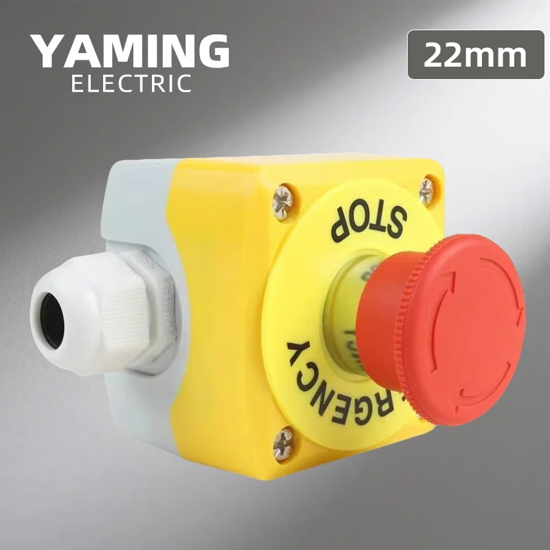 22mm EX Waterproof Emergency Stop Push Button Switch Box Mushroom Elevator Lift Security Rain-proof BE102C