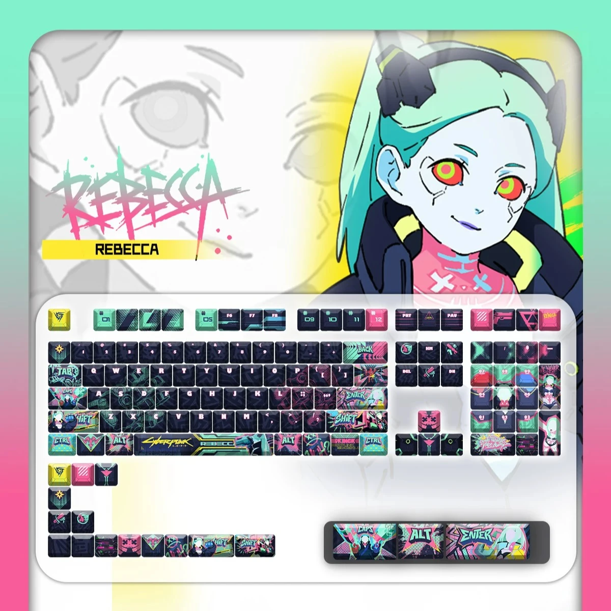 Wuthering Waves Rebecca Cosplay Anime PBT Keyboard Cap Kforce Front Light Transmission Original Keycap Desktop Ornament Game