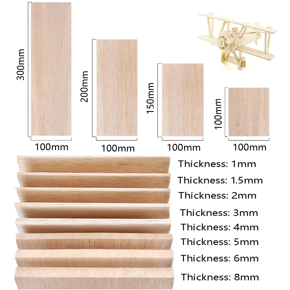 5pcs/Pack 1-8mm Thicks Lightweight Wooden Plank Craft Board Model Building Carving Handicraft Wood Accessories