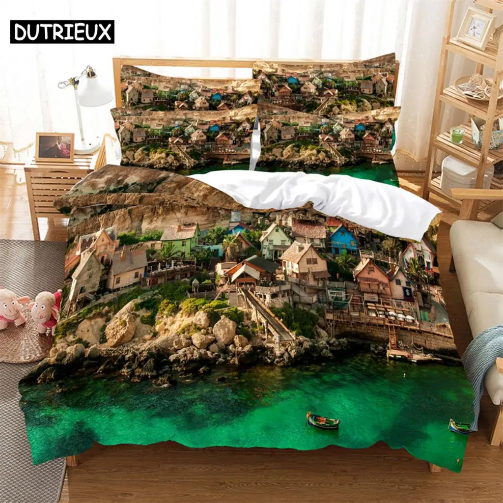House Bedding 3-piece Digital Printing Cartoon Plain Weave Craft For North America And Europe  Bedding Set Queen