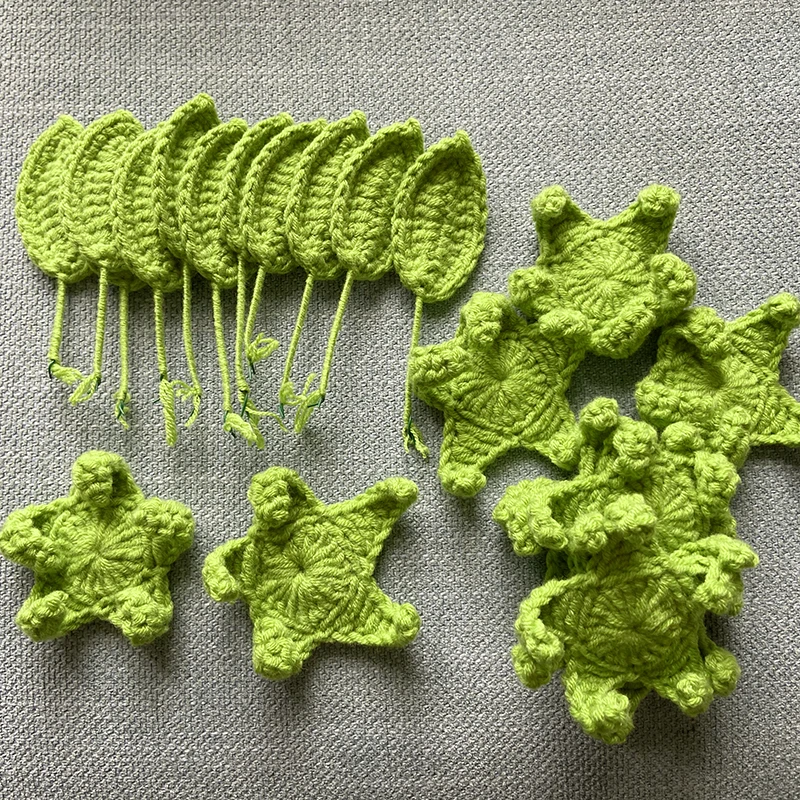 30PCS New Knitted Leaves Receptacle Cotton Thread Artificial Handmade DIY Flower Accessory Wholesale