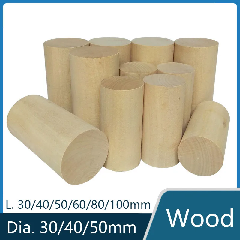 Straight Natural Wood Sticks Dia. 30/40/50mm Round Wooden Cylinder for DIY Tools