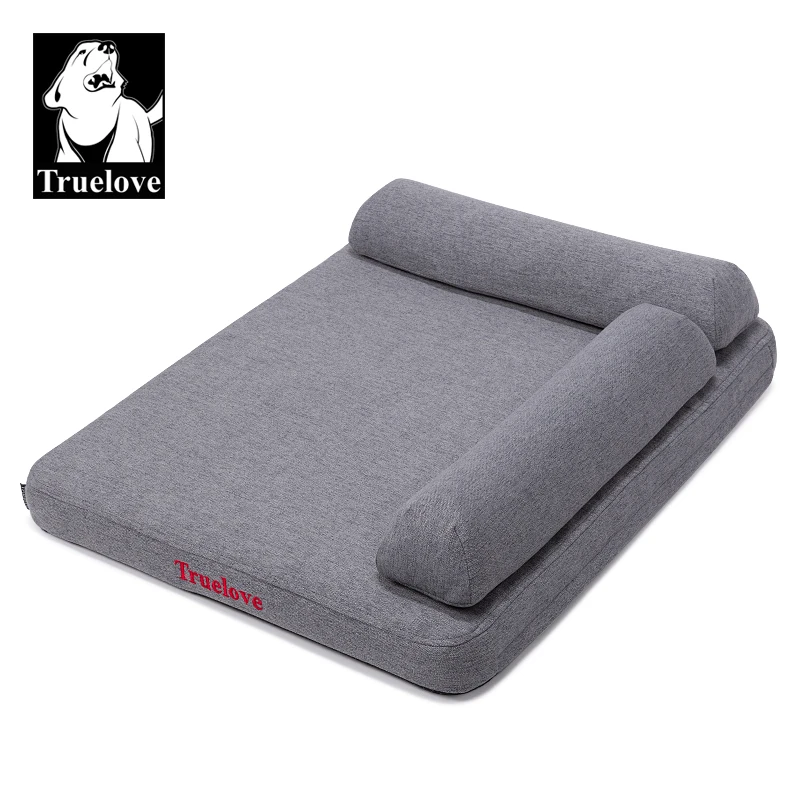 Truelove Pet Bed with Pillow Memory Foam Soft Comfortable Durable 100% Linen Fabric for Cat and Dogs Removable Washable TLX1211