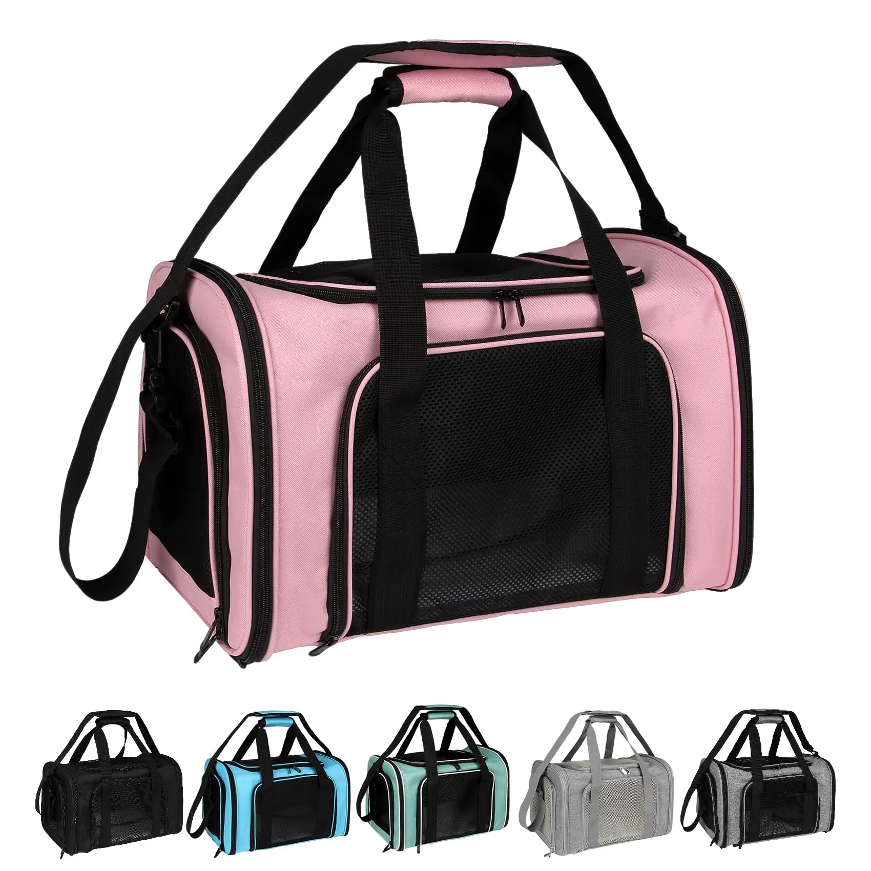 Airline Approved Pet Carrier Soft Sided TSA Compliant Travel for Small Dogs Cats with Removable Plush Mat