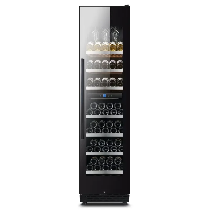 Dual Zone Wine Cooler 137 Bottles No Frost Freestanding Wine Fridge Black Glass Door Electric Heating Defogging For Hotel