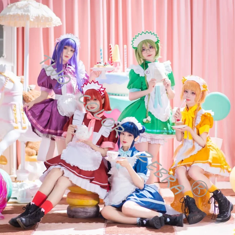 Tokyo Mew Mew Maid Café Cos Dress Cosplay Costume Headdress Bow Tie Props Full Set Five Color Lolita Comic Con Roleplay