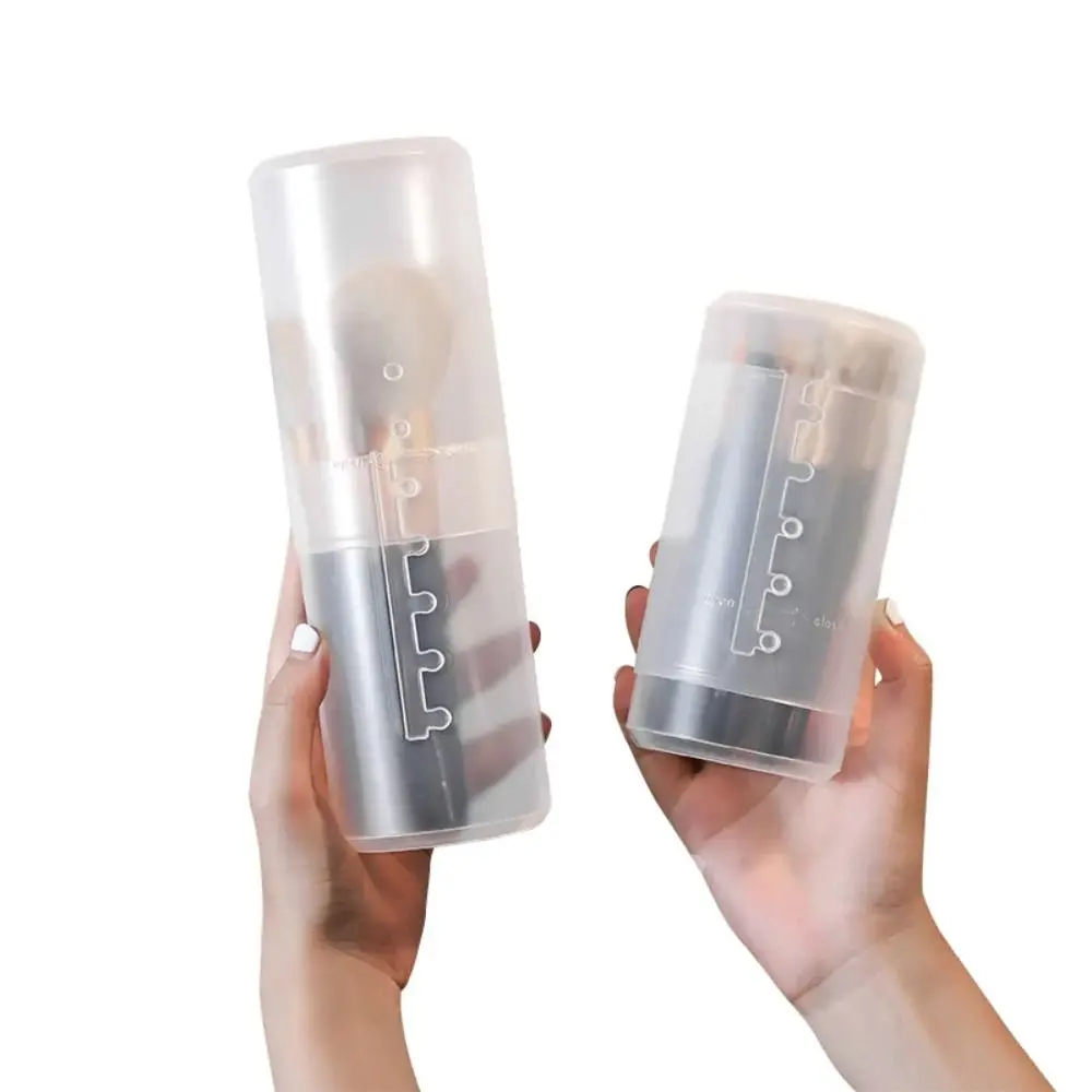 Portable Transparent Makeup Brush Holder With Lid Adjustable Height Display Storage Cup Retractable Desktop Stationery Box
