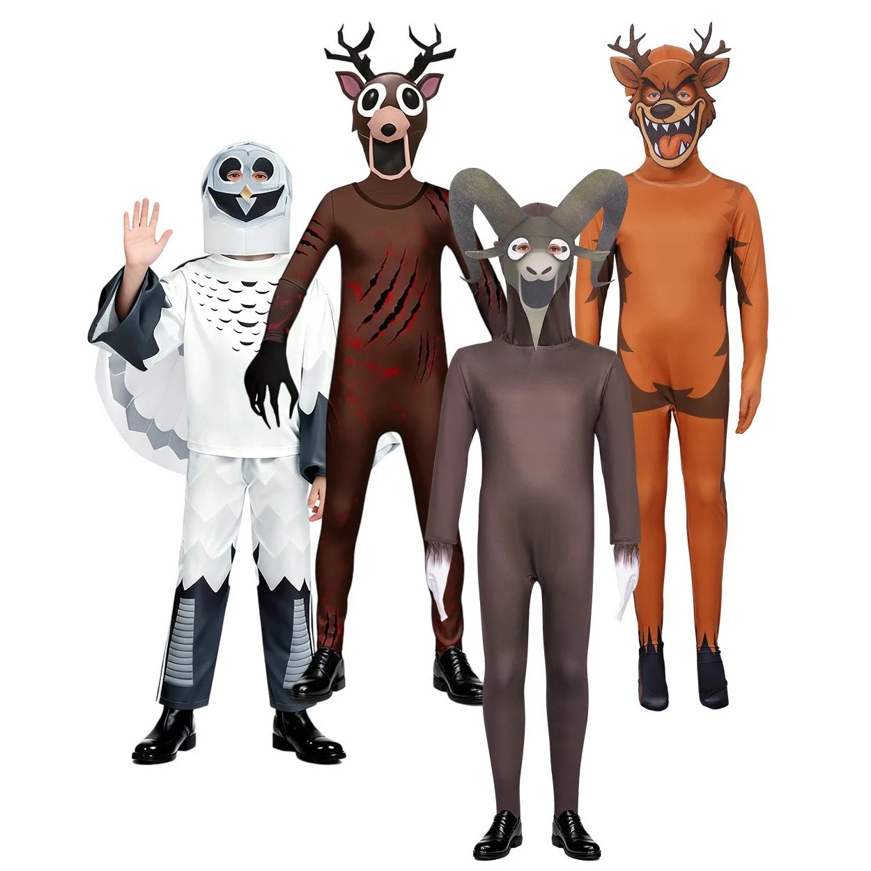 Kids Adult 99-Nights in The Forest Deer Costume 99Nights Deer Monster Horror Game Outfit Owl Halloween Cosplay Suit