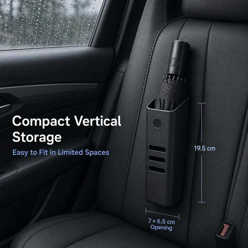 Universal Car Umbrella Holder Wet Folding Umbrella Storage Bucket ABS Organizer with Back Clip for Seat Trunk Home