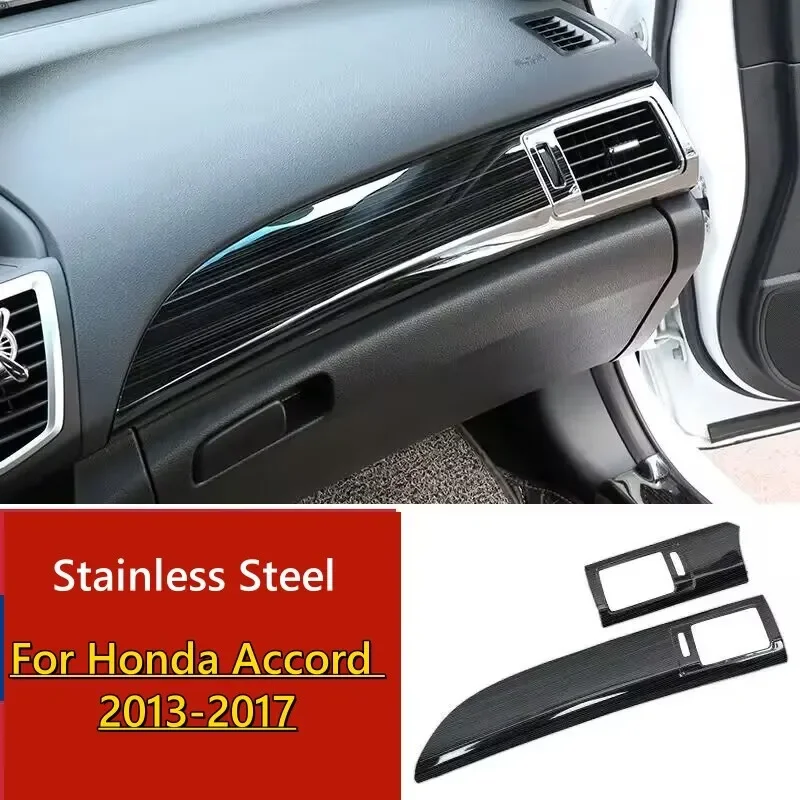 Steel Brushed Black Front Air Outlet Frame Cover Trim For Honda Accord 2013-2017