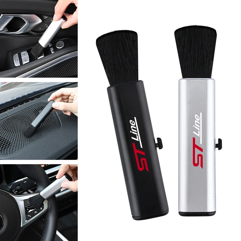 Car Retractable Cleaning Brush Air Outlet Cleaning Soft Brush Car Accessories Suitable for Ford ST Focus X 2 3 Kuga FIESTA MONDE