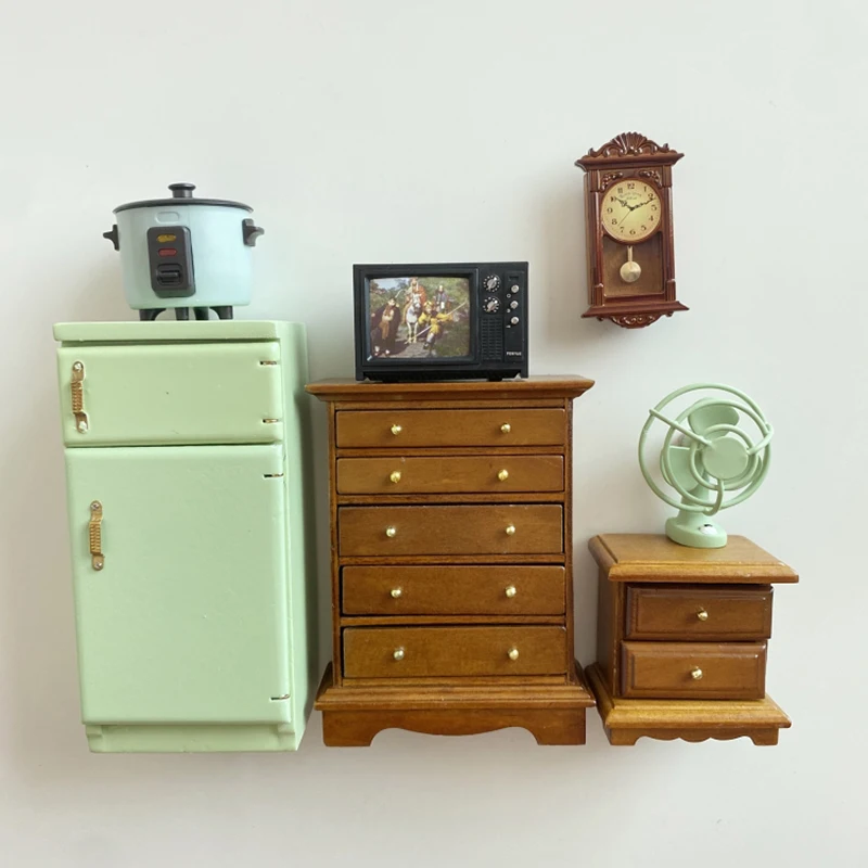 Miniature Dollhouse Retro Home Appliance Magnet 3D Cute Mini Refrigerator Model Sticker Mini Kitchen Home Decor Accessories