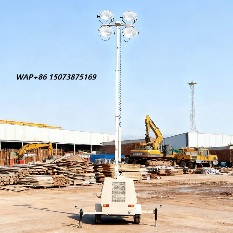 New LED Light 9M Trailer Mobile Light Tower 4*400W LED Light 4*1000W Telescope Telescopic Lighthouse Beautiful Appearance