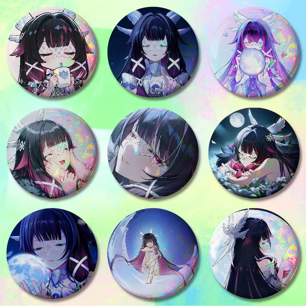 G-Genshin Columbina Impact 58mm 44mm HD Print Brooch Badges Pretty Derby Round Display Brooches Lapel Pins