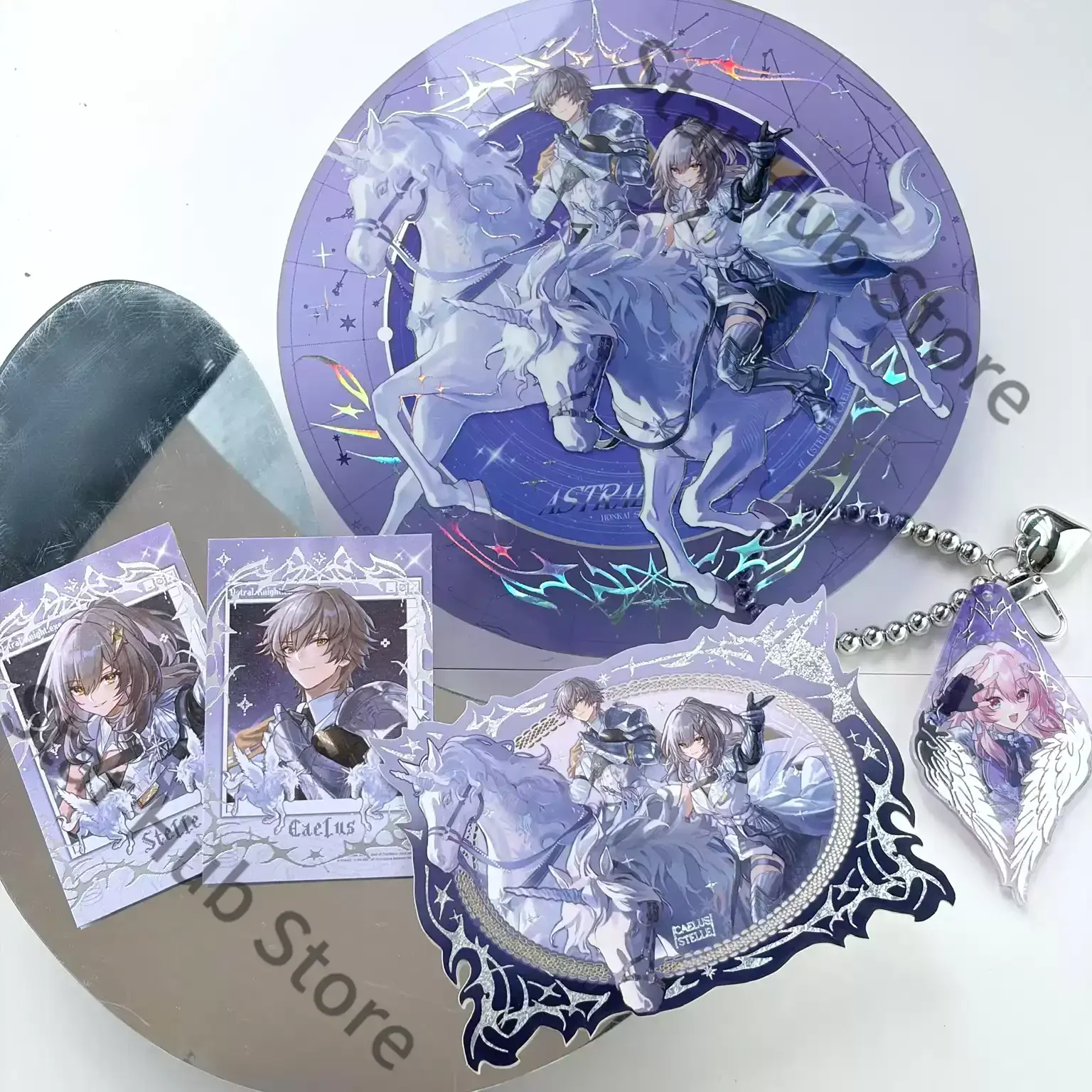Genshin Impact Dan Heng Stelle Caelus Evernight Postcard Double-flash Colored Paper Pendant Cosplay Colleagues Gifts Anime