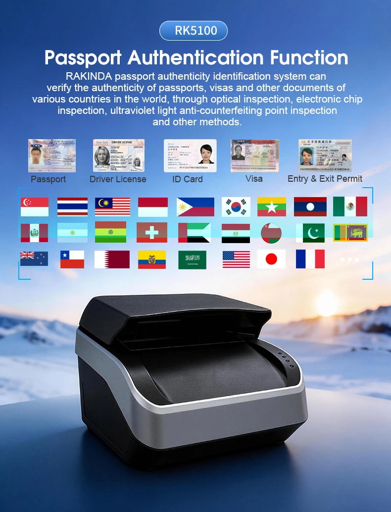 RK5100 USB Interface Document Scanner Supports Multiple Systems OCR MRZ Full Page Passport Reader 3-Year Warranty