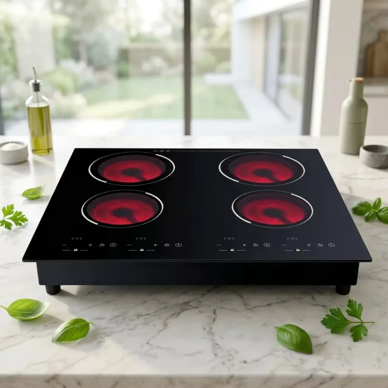 Airo 4 Burner Glass Ceramic Cooktop Electric Built-In  Black Touch Control Electric Heating Plate Induction Cooker