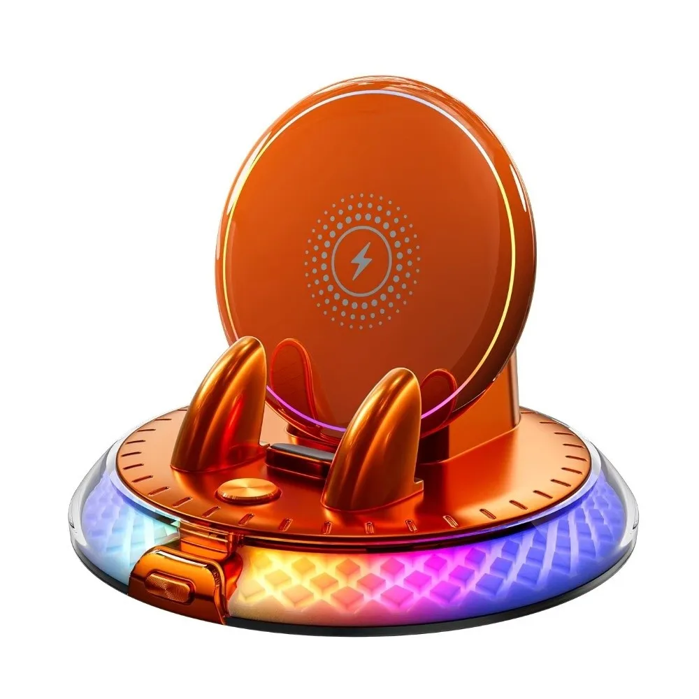 360 Degree Rotatable Car Phone Holder Charger Magnetic Fast Charging Car Mount Charger RGB Light Colorful Ambient Light