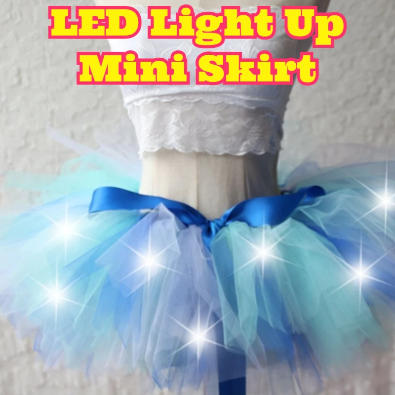 Light Up Mini Skirt LED Glowing Outfit Rave Festival Costume Luminous Short Dress Nightclub Party Stage Dance Wear Sexy Flashing