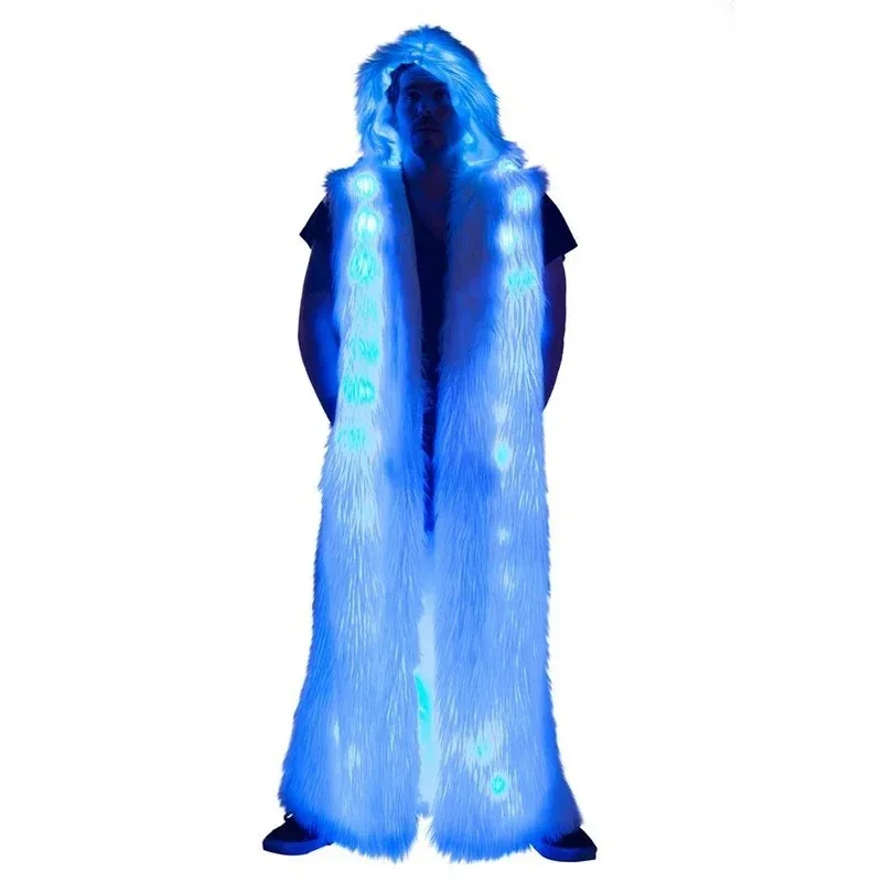LED Coat Long Man Luminous Hoodie Jacket Women Nightclub DJ Stage Performance Wear Party Rave Outfit Warm Clothes 2026