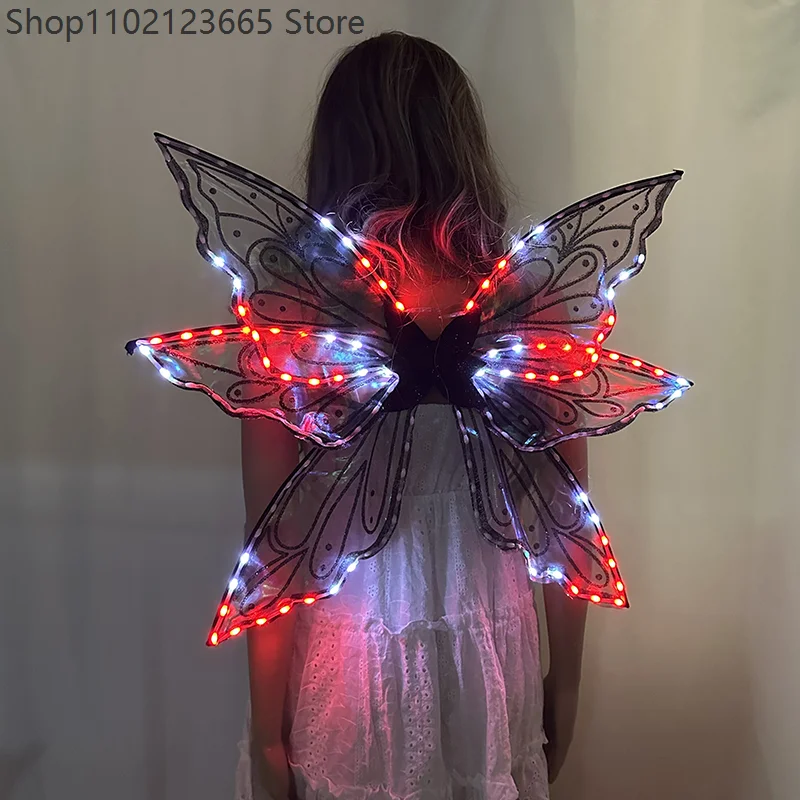 Colorful Led Butterfly Wings Adults Luminous Stage Performance Cosplay Belly Dance Costume Accessory For Party And Night Show
