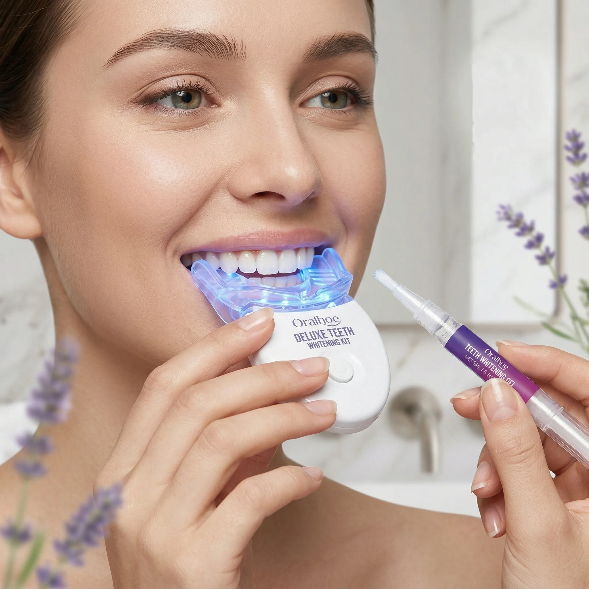 Oralhoe Teeth Care Set Oral Hygiene Remove Stains Dental Blue Light No Sensitivity For Travel Beauty Teeths Bleach Clean Gel Kit