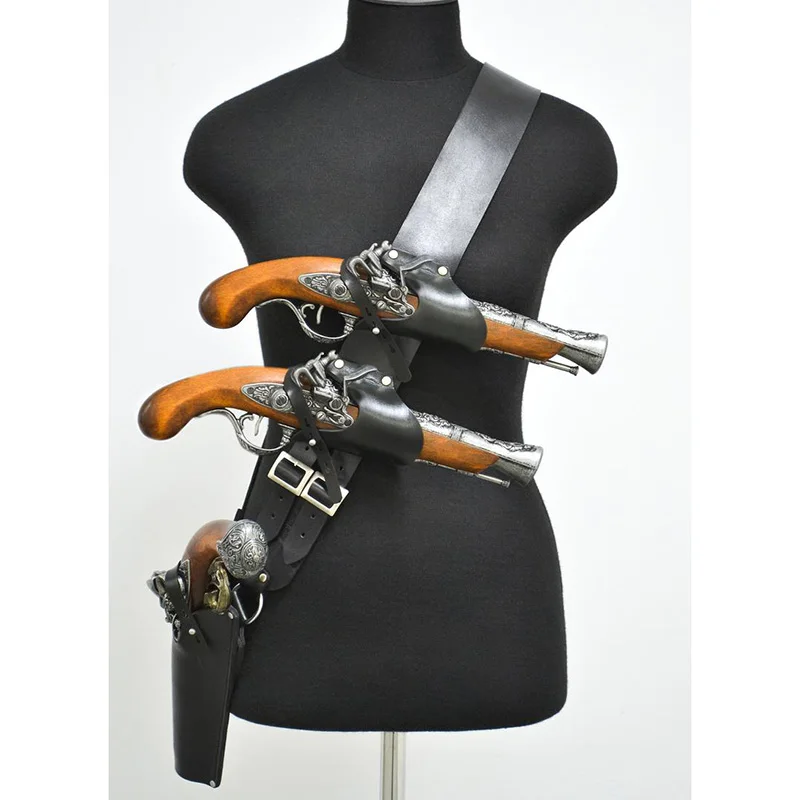 Medieval Renaissance Pirate Holster Leather Pistol Holsters Shoulder Bag Captain Cosplay Costume Steampunk Accessories