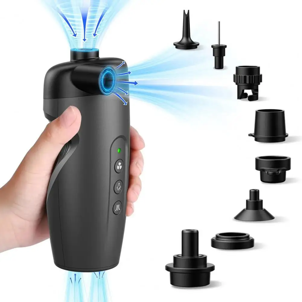 Electric Air Pump with LED Light 20PSI Portable 3000mAh USB Rechargeable Inflatables Swimming Ring Pool Float Air Mattress Bed M