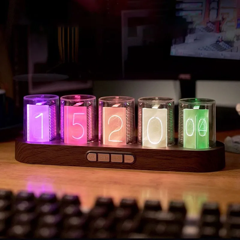 Electronic Tube Clock DIY Digital Creativity Proposed Glow Tube Clock LED Light Esports RGB Game Room Desktop Luxury Box Packing