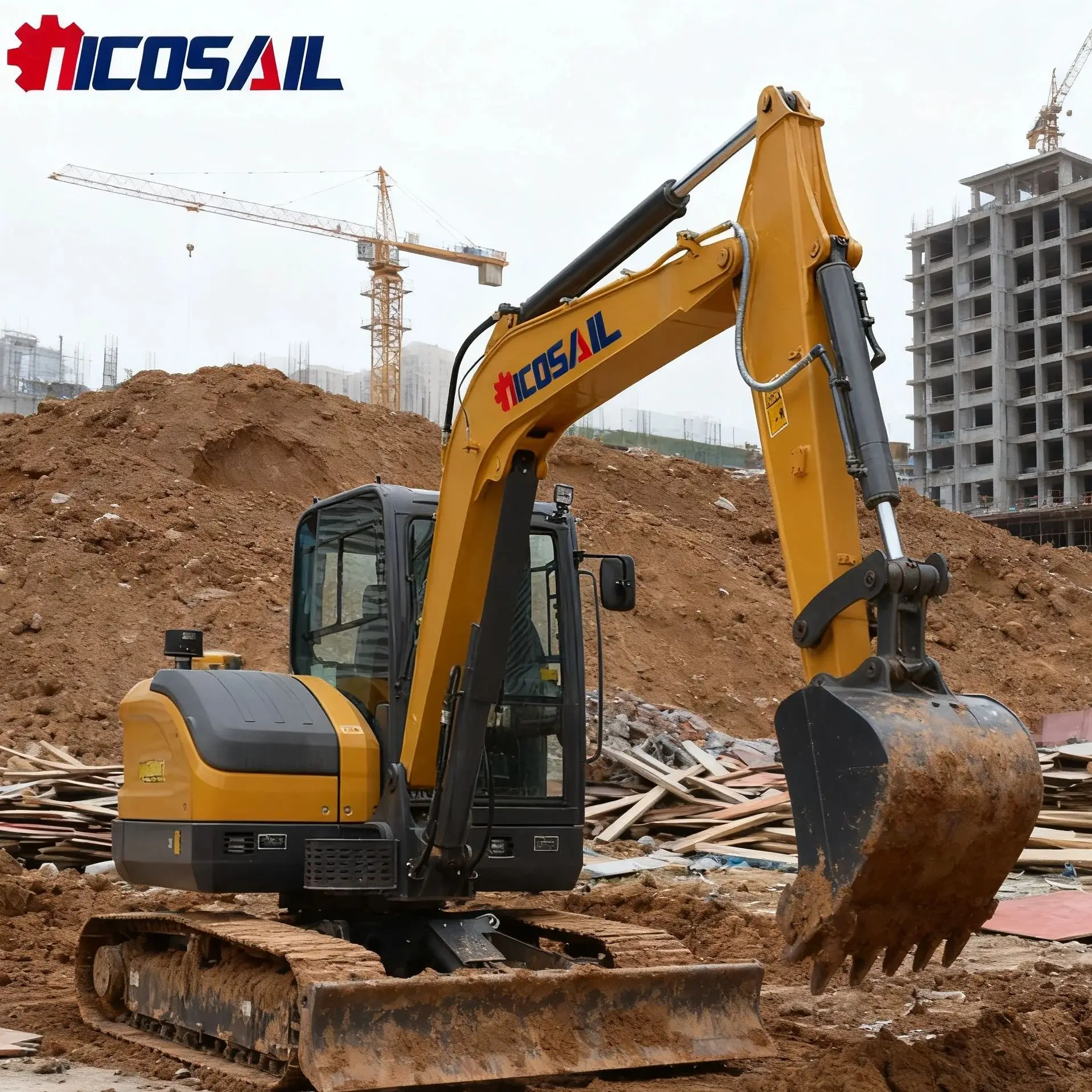 A small multi-purpose tracked excavator is an easy to operate construction machinery vehicle with core engine and pump component