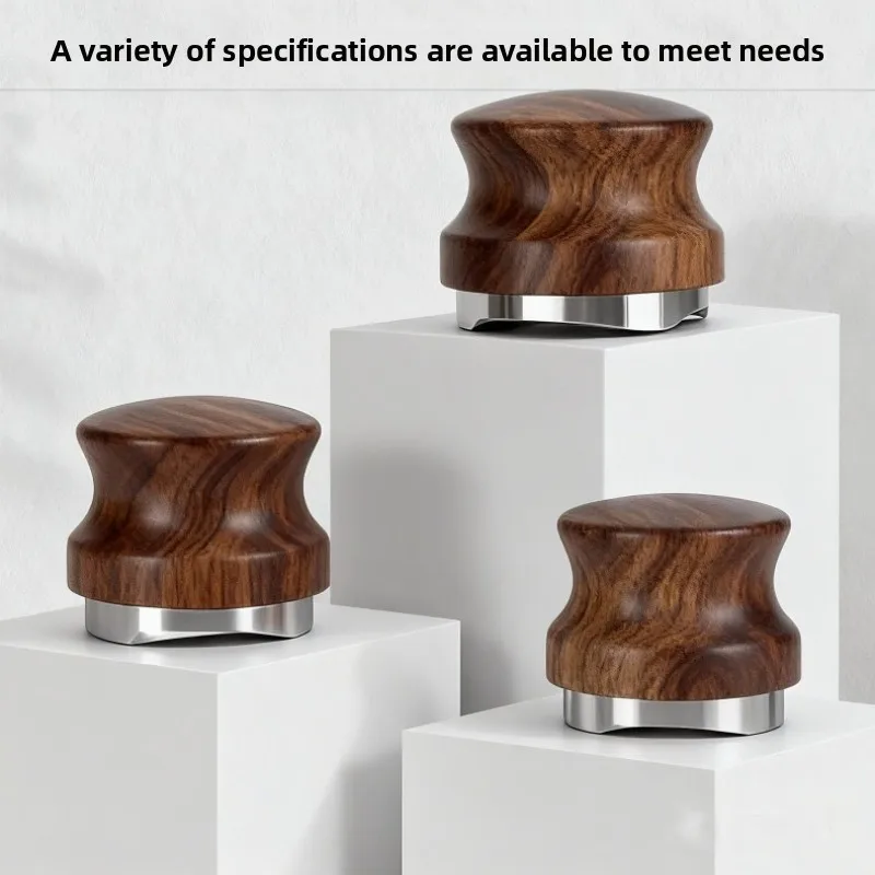 58mm 51mm Coffee Tamper Leveler 2 in 1, Walnut Wooden Handle Espresso Distributor Puck Screen Set Barista Professional Tools Kit