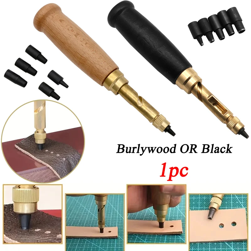 1 Set DIY Leather Hole Punch With 6 Replaceable Tip Sizes 1.5/2/2.5/3/3.5/4mm Holing Tool Kit For DIY Wallet Watch Strap Belts