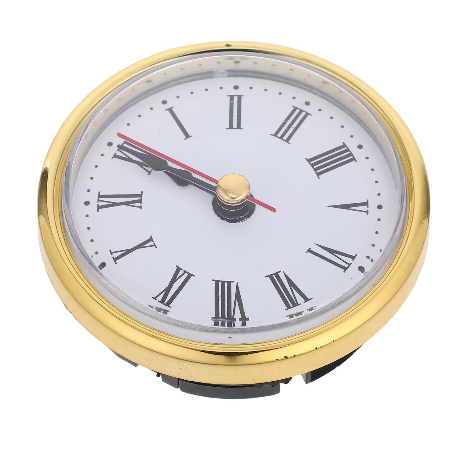 1Set Iron Clock Insert Quartz Movement Gold Rim Roman Dial Round Mantel Wall Desk Clock Parts DIY Repair Kit Round Movement