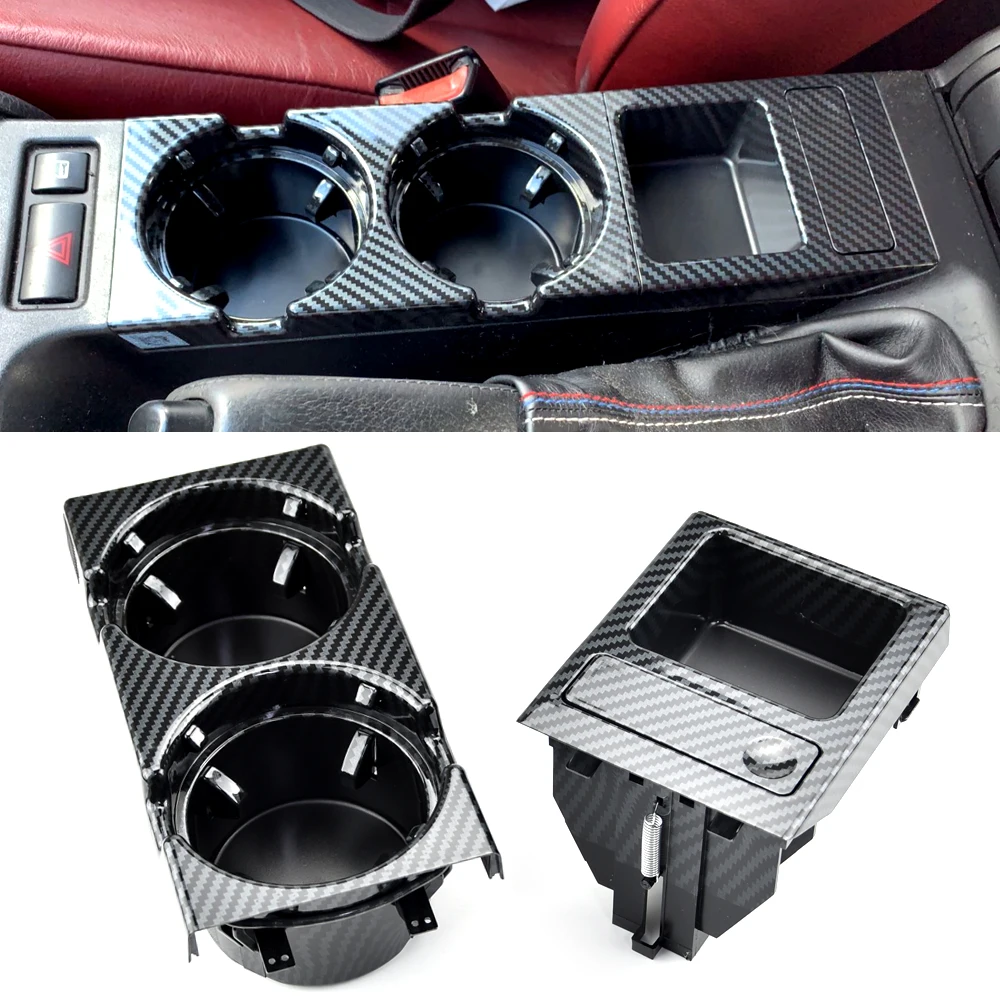 New Double Hole Car Styling Front Center Console Storage Box Coin + Cup Holder For BMW E46 Series 1999-2006 51168217953