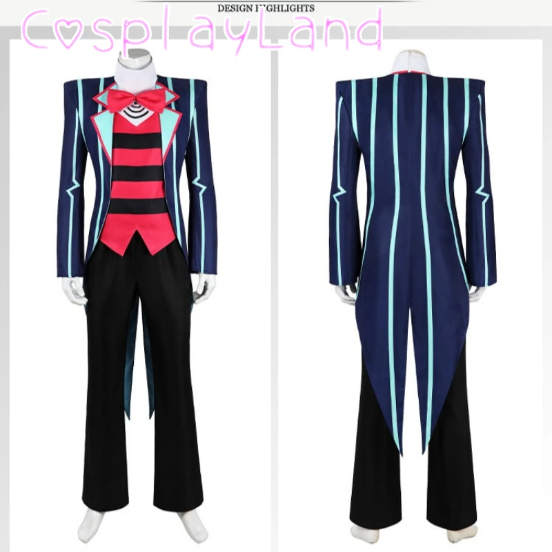 Anime Vox Cosplay Costume Cartoon Hotel Coat Top Pants Full Set Disguise Halloween Carnival Men Suit Role Play Comic Con Cosplay
