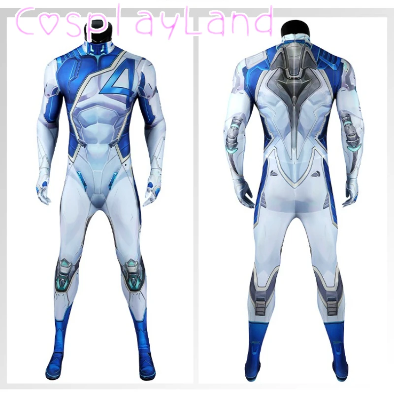Game Rivals Mr. Fantastic Reed Richards Cosplay Costume Zentai Suit Elastic 3D Printed Fantastic 4 Jumpsuit Halloween Comic Con