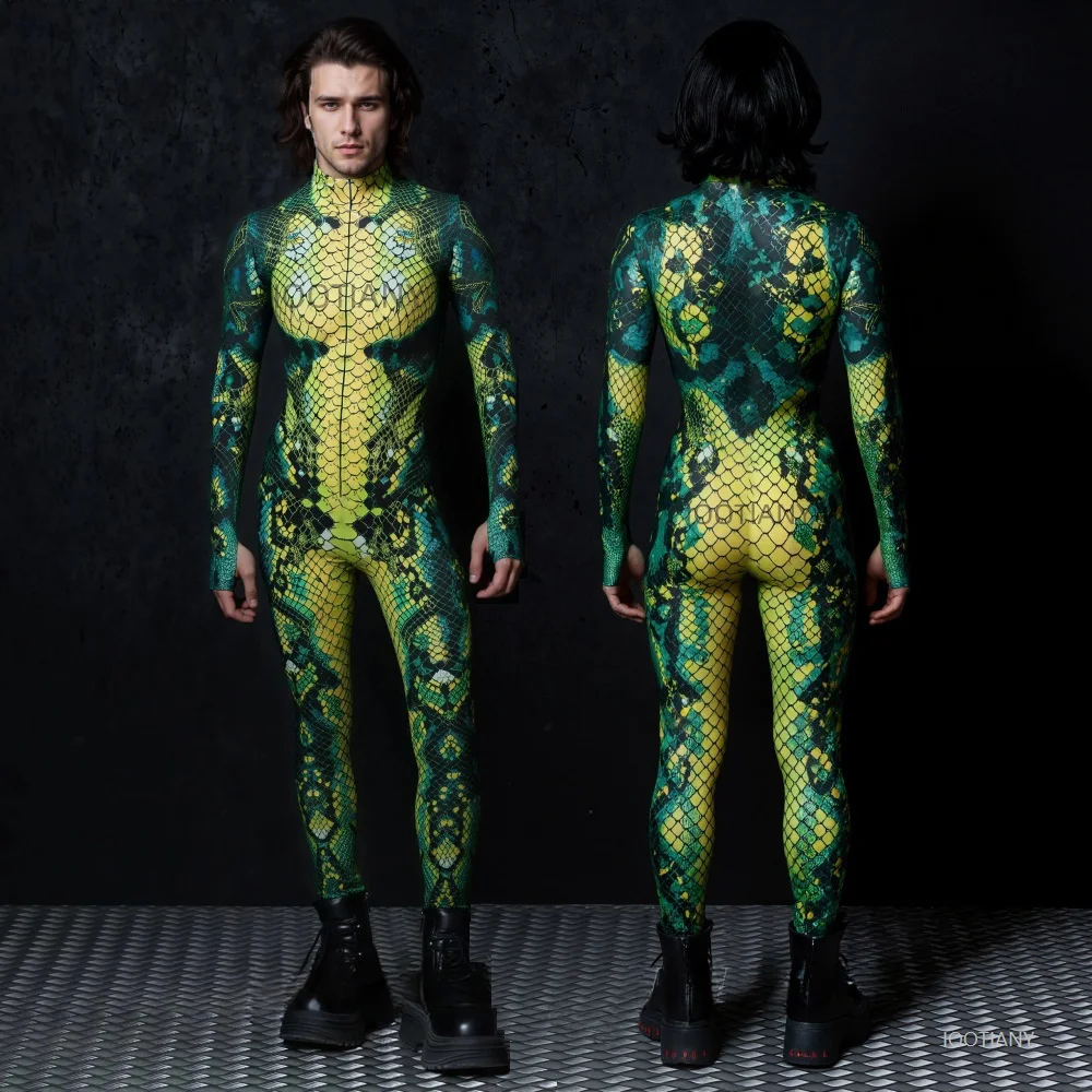 Horror Other Animal Skin Bodysuit Men's Halloween Special Costume Women's Stage Performance New Sexy Snake Skin Jumpsuits 2025