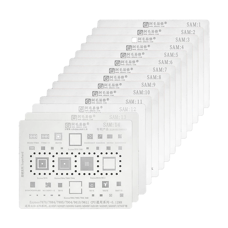 Amaoe SAM1-21 BGA Reballing Stencil For Samsung A10-A70 A54 A53 S10 S25 S23 S22 S21 S20 A12 A13 A14 Note 20 10 CPU RAM Power IC