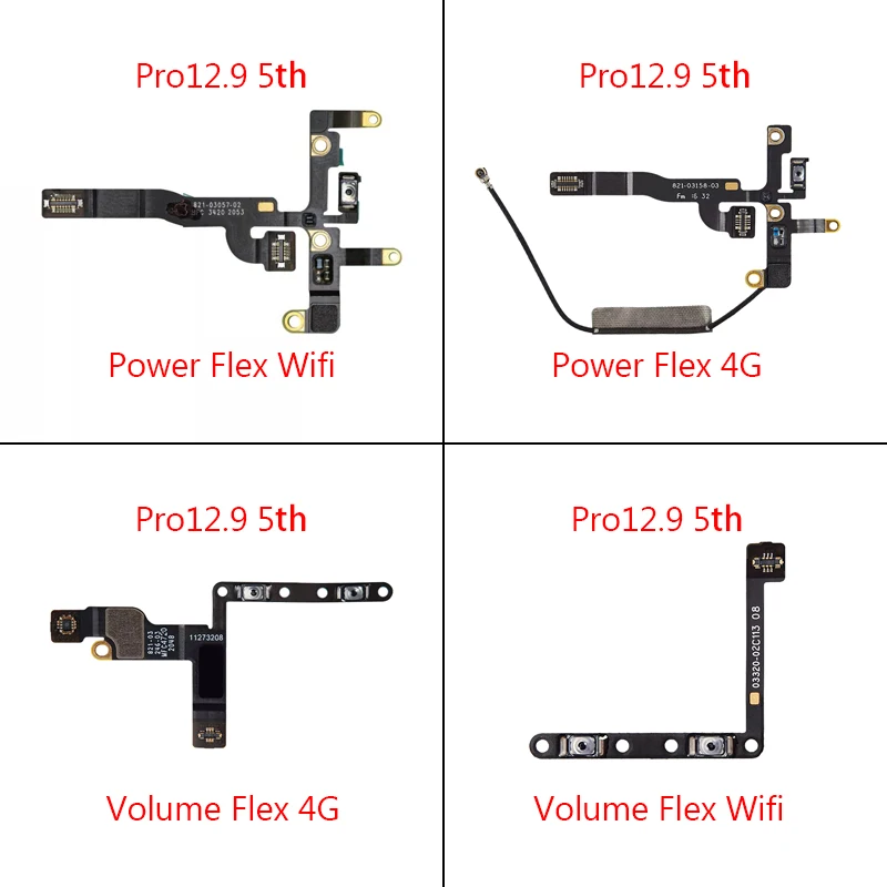 Power On Off Button Volume Switch Control Flex Cable For iPad Pro 12.9 2021 5th A2378 A2461 A2379 A2462 Power Volume Flex Ribbon