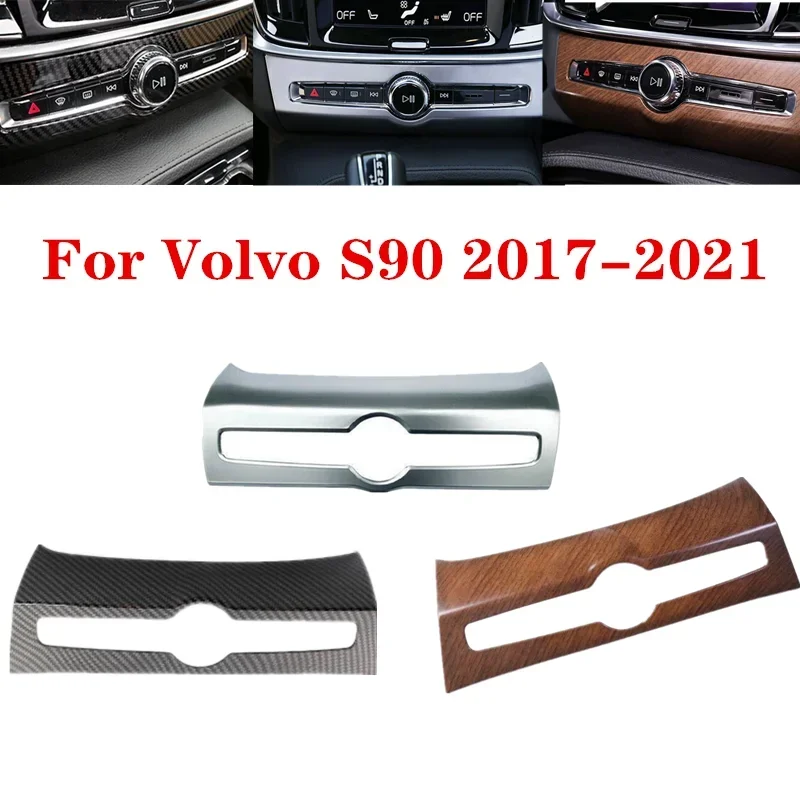 Matt Silver Wood Grain Carbon ABS Car Console Volume Switch Panel Trim For Volvo S90 2017 2018 2019 2020 2021