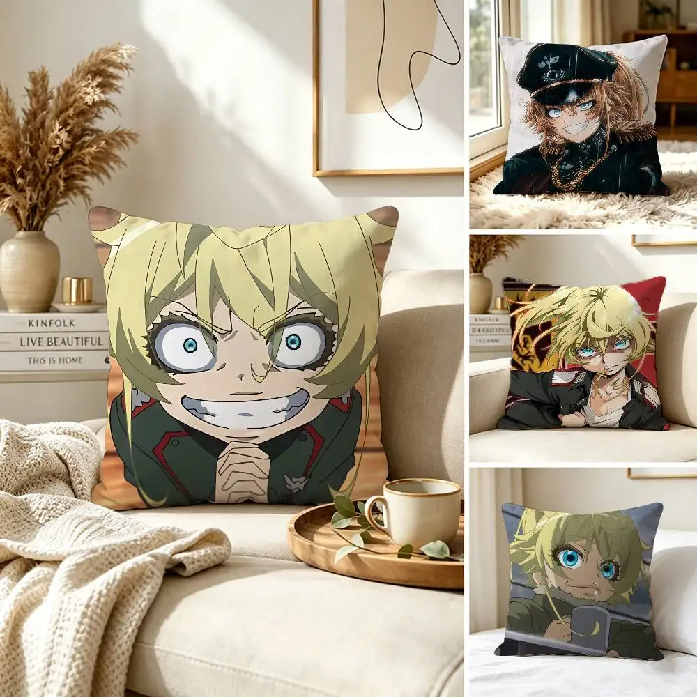 the saga of tanya the evil Tanya Degurechaff Anime Pillow Case for Sofa Living Room Home office Decor Protective Cover