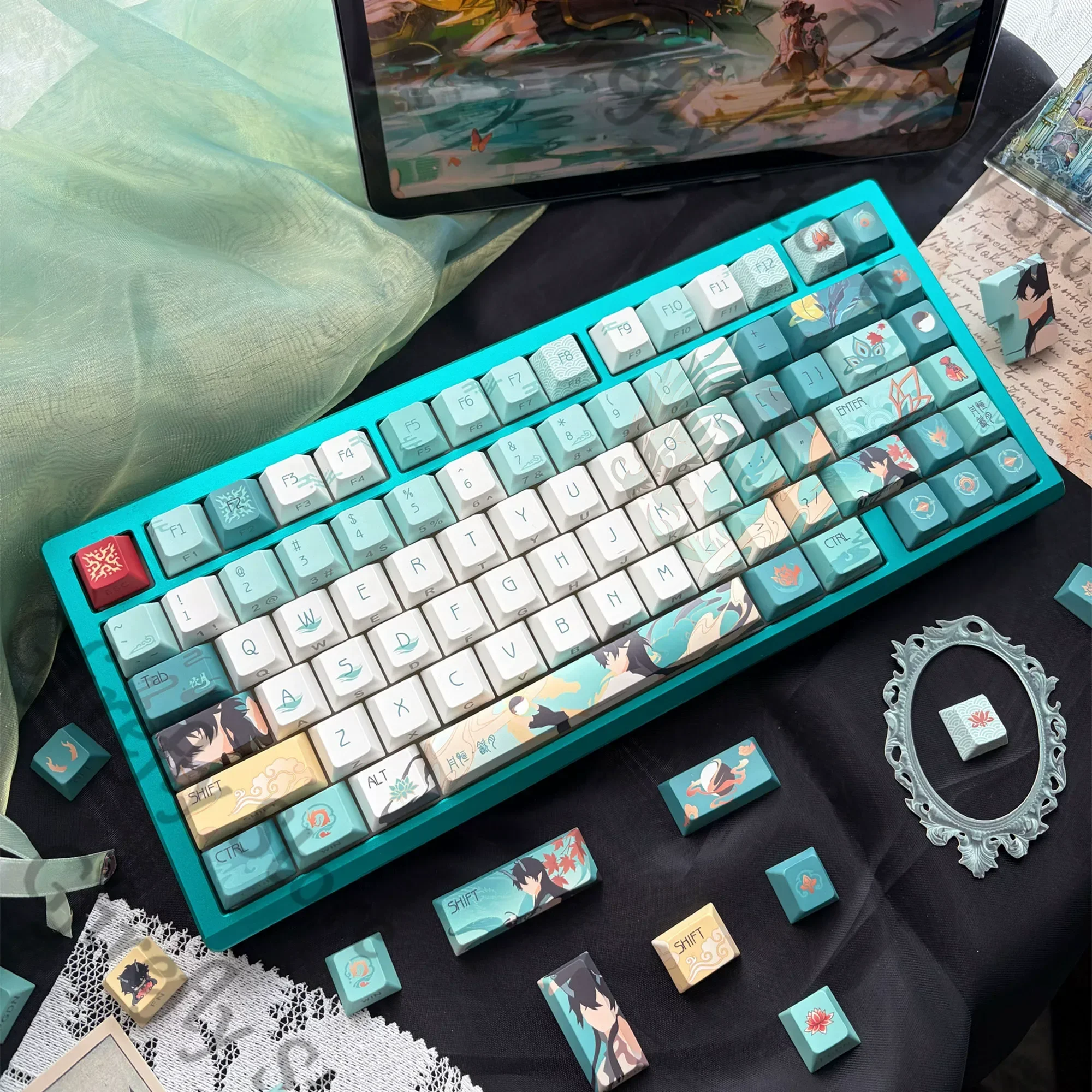 Honkai: Star Rail Dan Heng Imbibitor Lunae Cosplay Side-engraved Light-transmitting PBT Mechanical Keyboard Cap Ornaments