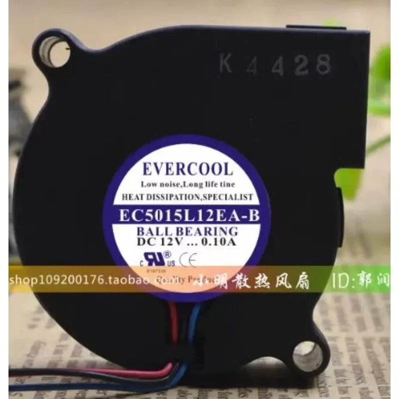 Original CPU Fan For EVERCOOL EC5015L12EA-B 12V 0.10A 5CM 5015 3-wire Cooling Fan 50*50*15mm