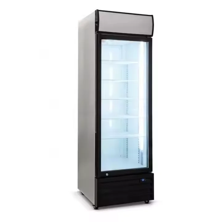 Upright Beverage Cooler Single Glass Door Commercial Fan Cooling Refrigerator with CE & ERP Certification