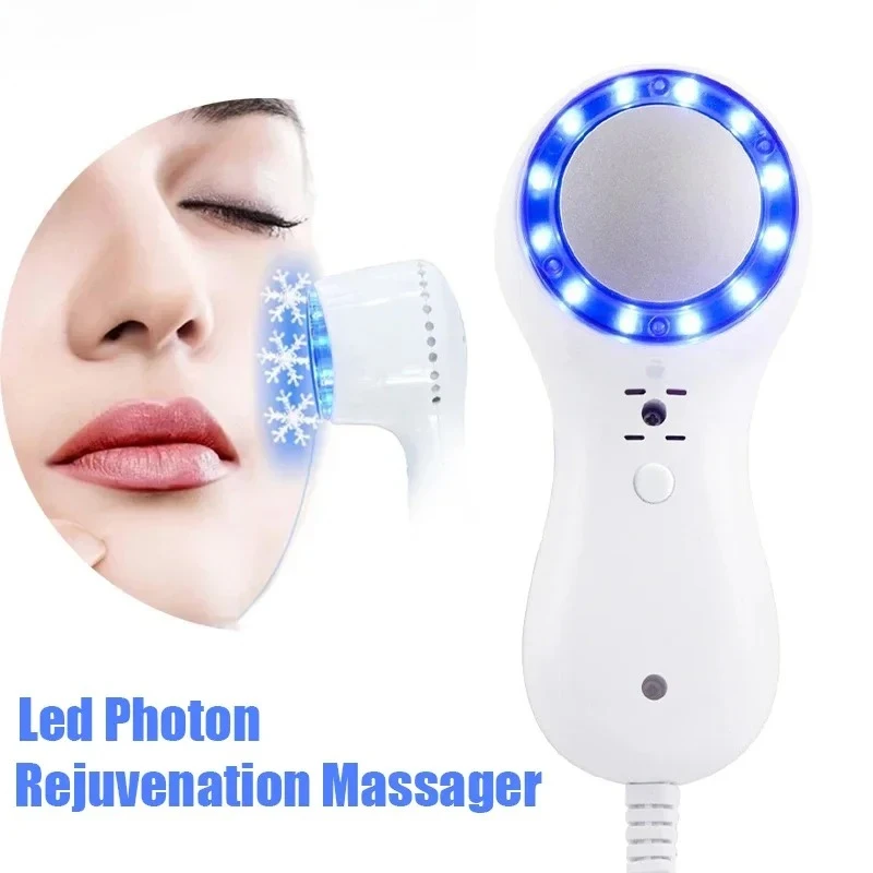 Skin Cooling Cold Hammer Machine Cold Compress Blue Photon Skincooler Facial Reduce Swelling Shrink Pore Ice Cooler Calming Care