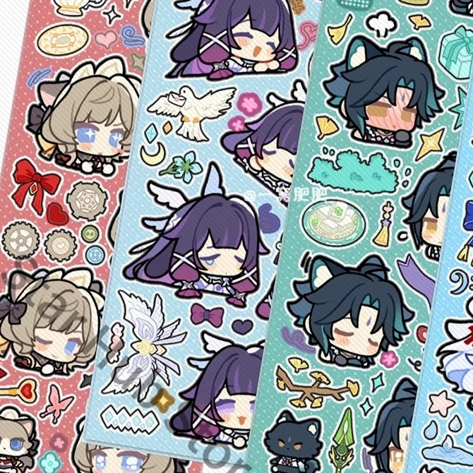 Genshin Impact Columbina Furina Sandrone Marionette Xiao Decals Paster Tags Cosplay Colleagues Adorable Gifts Souvenir Anime