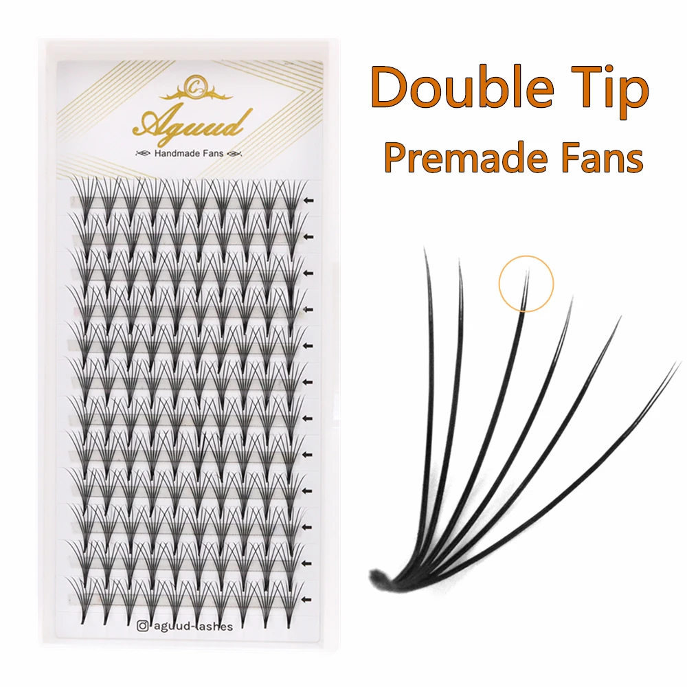 AGUUD Camellia Premade Fans Lashes Soft Double Tip Flat Lash 3D 4D 5D 6D Dark Black Eyelashes Extension Volume Fans