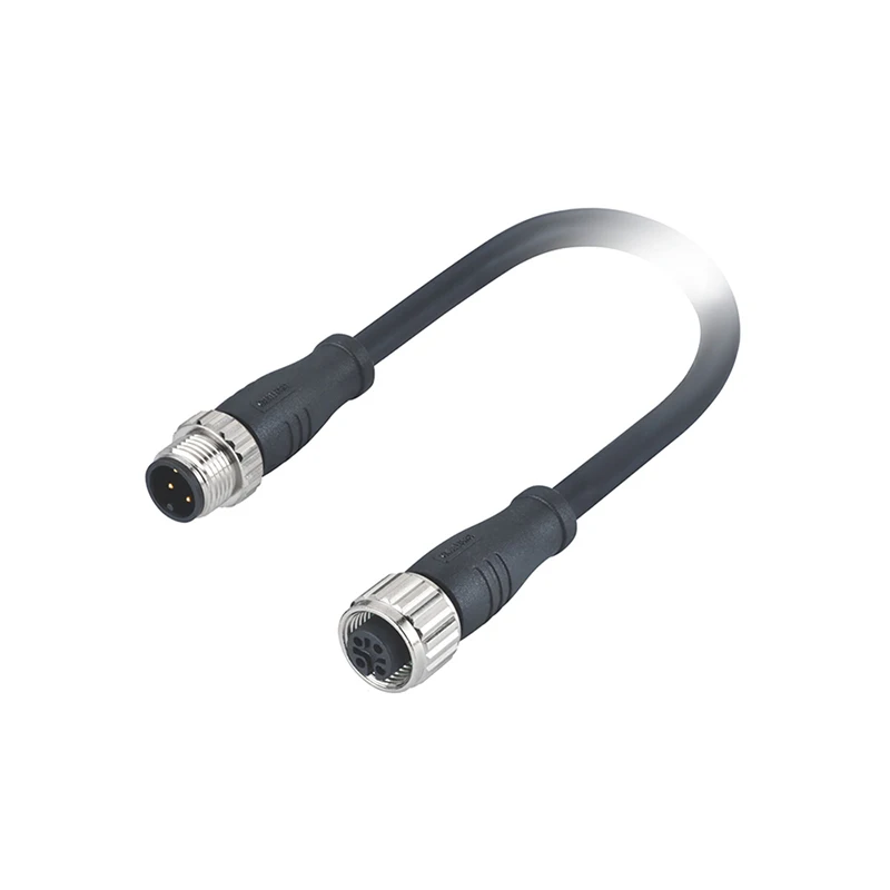 M12 a Code Male to Female 5 Pin Sensor Circular Connector Molded with 1M Un- Cable