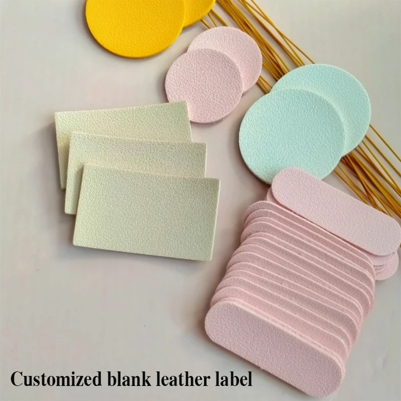 DIY Handmade Custom Blank Leather Label Circular Shaped Hot Stamp PU Patch Accessories for Shoulder Strap Handle Rope